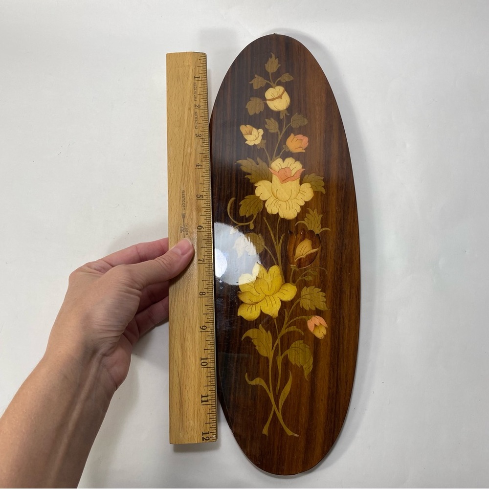 🎉LAST CALL🎉Vintage Walter Stahli Switzerland Wood Inlay Floral Wall Hanging - Picture 9 of 16